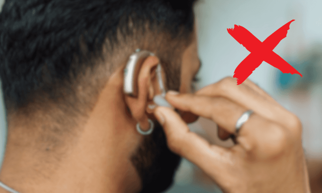 young man wearing hearing aid